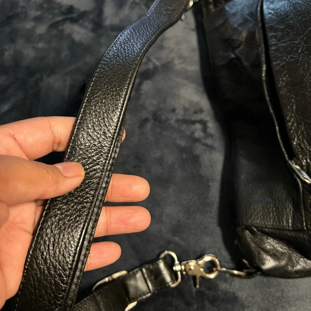 Vintage Oversized Leather Hobo Slouchy‎ Handbag Black